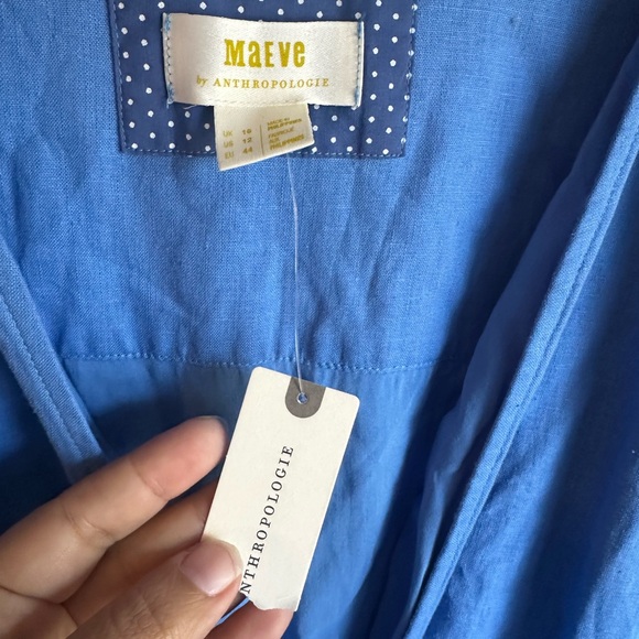 Maeve by Anthropologie Sky Blue Midi linen blend Dress - Picture 7 of 13